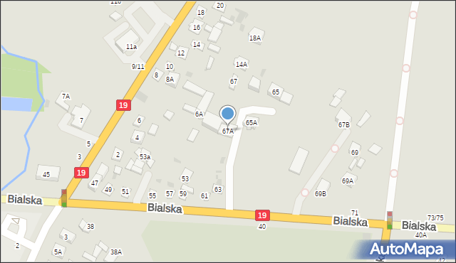 Łosice, Bialska, 67A, mapa Łosice