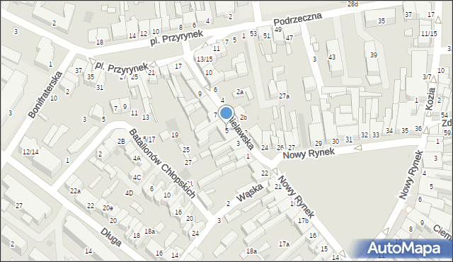 Łowicz, Bielawska, 5, mapa Łowicza