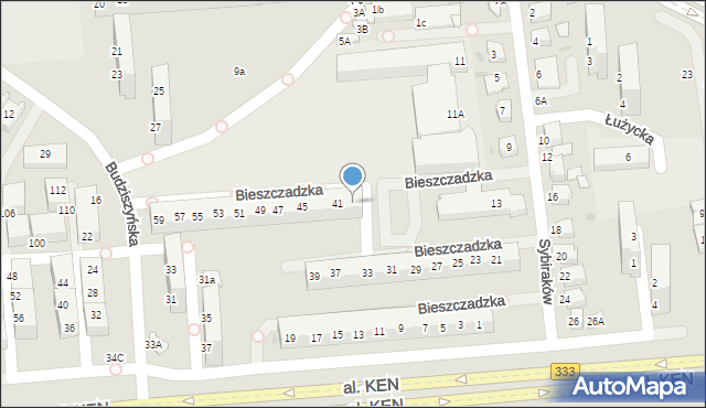 Lubin, Bieszczadzka, 41A, mapa Lubin