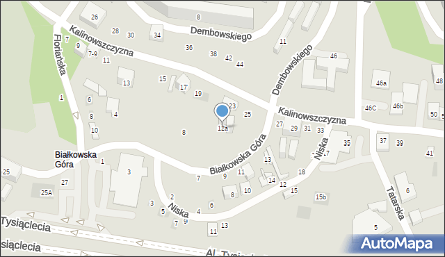 Lublin, Białkowska Góra, 12a, mapa Lublina