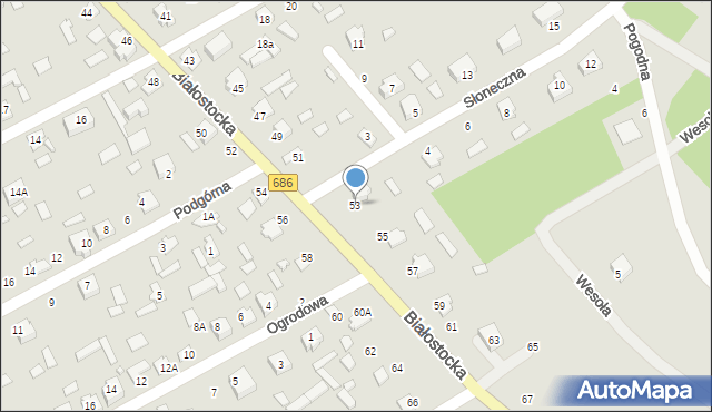 Michałowo, Białostocka, 53, mapa Michałowo