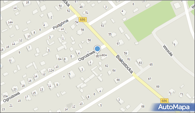 Michałowo, Białostocka, 60, mapa Michałowo