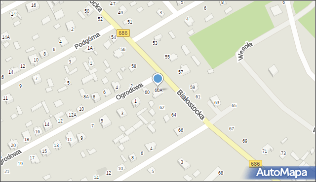Michałowo, Białostocka, 60A, mapa Michałowo
