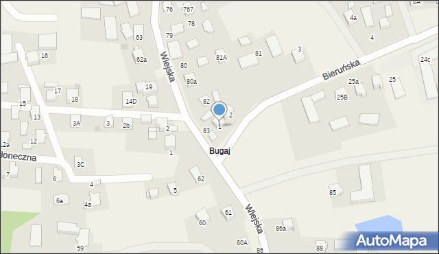 Miedźna, Bieruńska, 1, mapa Miedźna