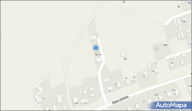 Miedźna, Bieruńska, 9, mapa Miedźna