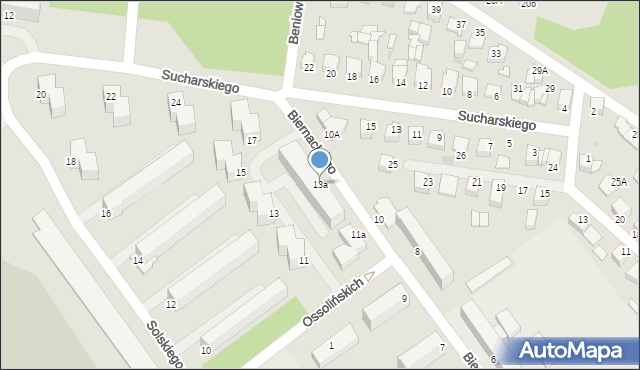 Mielec, Biernackiego, 13a, mapa Mielca