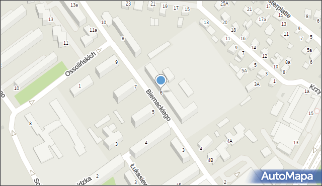 Mielec, Biernackiego, 6, mapa Mielca