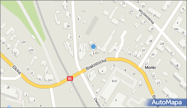 Mońki, Białostocka, 1, mapa Mońki