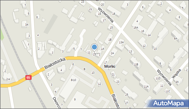 Mońki, Białostocka, 13, mapa Mońki