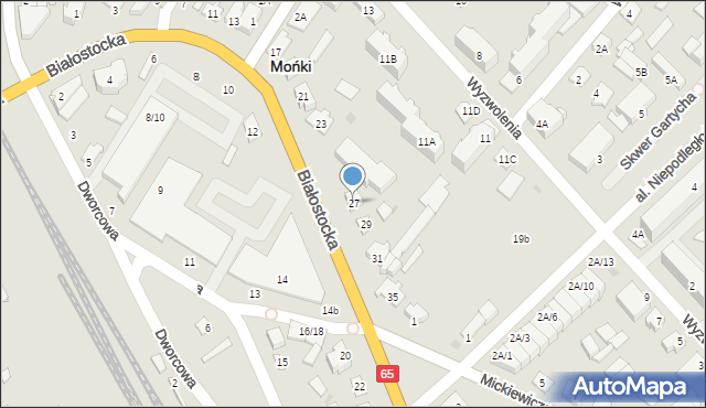 Mońki, Białostocka, 27, mapa Mońki