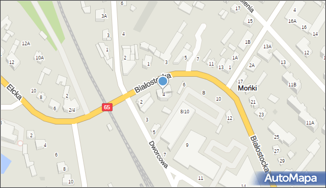 Mońki, Białostocka, 4, mapa Mońki