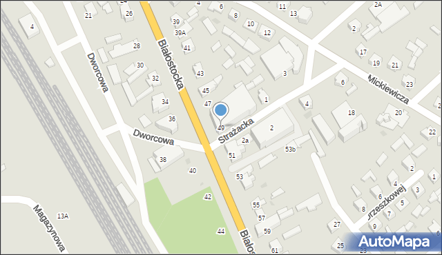 Mońki, Białostocka, 49, mapa Mońki