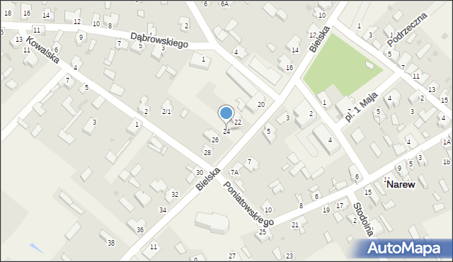 Narew, Bielska, 24, mapa Narew