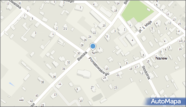 Narew, Bielska, 7A, mapa Narew
