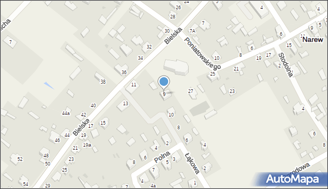 Narew, Bielska, 9a, mapa Narew