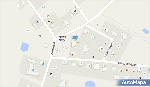 Niwy, Bieszczadzka, 1b, mapa Niwy