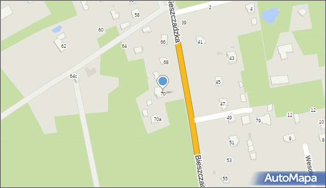 Nowa Dęba, Bieszczadzka, 70, mapa Nowa Dęba