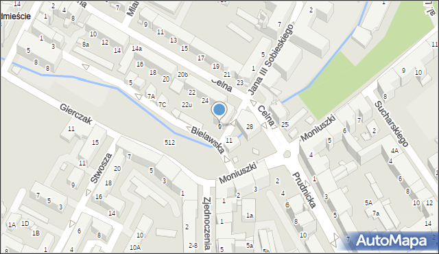 Nysa, Bielawska, 9, mapa Nysy