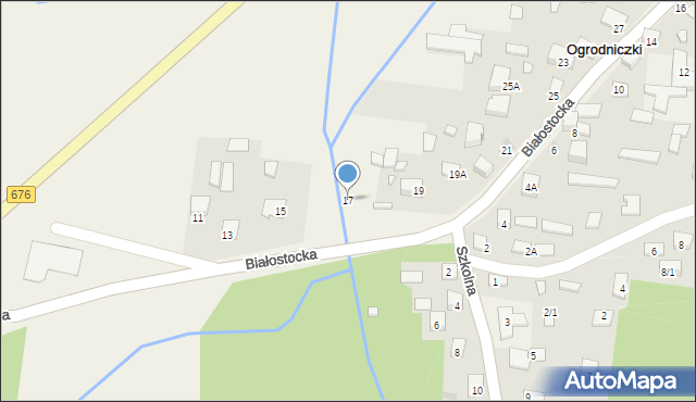 Ogrodniczki, Białostocka, 17, mapa Ogrodniczki