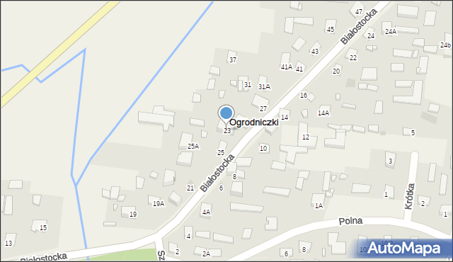 Ogrodniczki, Białostocka, 23, mapa Ogrodniczki