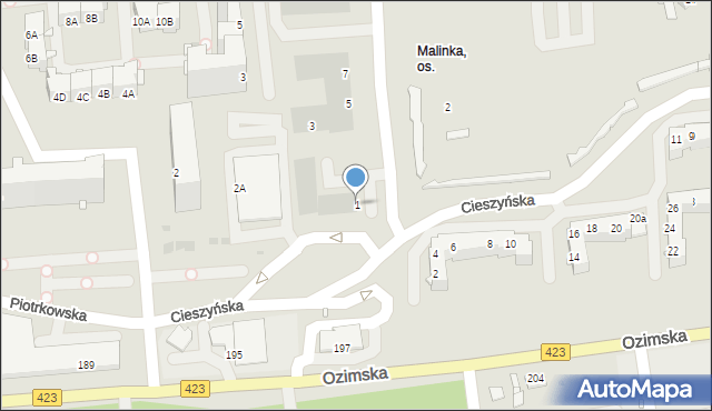 Opole, Bielska, 1, mapa Opola