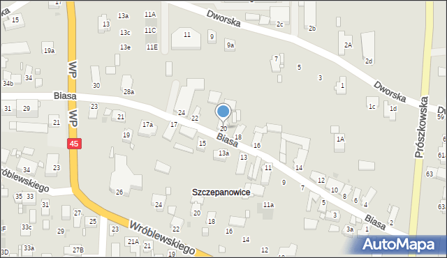 Opole, Biasa Wojciecha, 20, mapa Opola