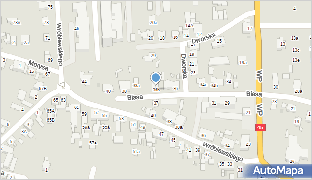 Opole, Biasa Wojciecha, 36b, mapa Opola