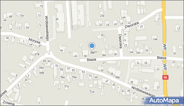 Opole, Biasa Wojciecha, 38a, mapa Opola