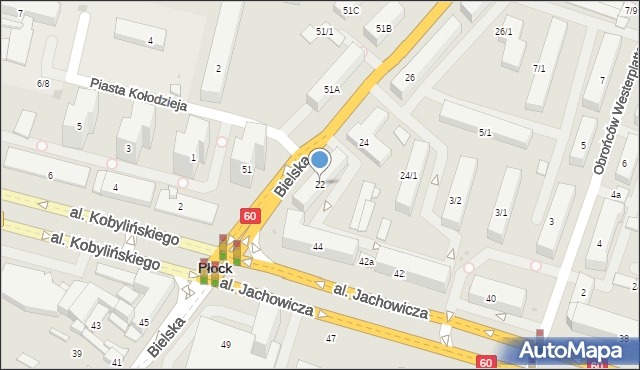 Płock, Bielska, 22, mapa Płock