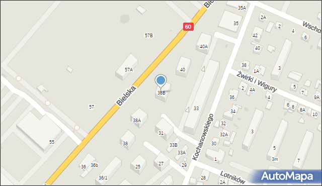 Płock, Bielska, 38B, mapa Płock