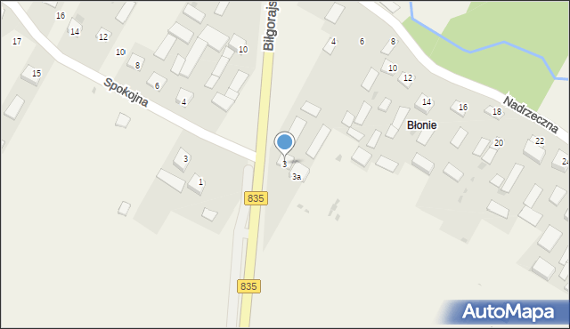 Płusy, Biłgorajska, 3, mapa Płusy