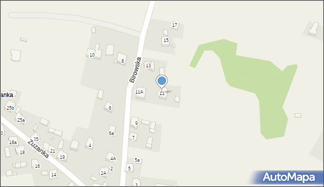 Podzamcze, Birowska, 11, mapa Podzamcze