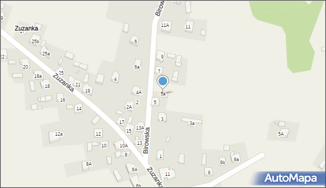 Podzamcze, Birowska, 5a, mapa Podzamcze