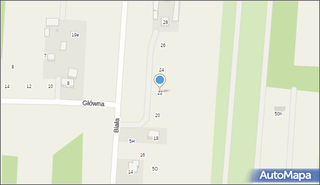 Powązki, Biała, 22, mapa Powązki