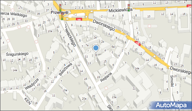 Przemyśl, Biblioteczna, 6, mapa Przemyśla