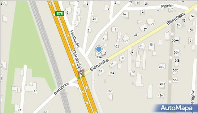 Pszczyna, Bieruńska, 19A, mapa Pszczyny