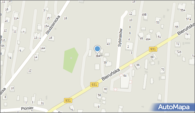 Pszczyna, Bieruńska, 39A, mapa Pszczyny