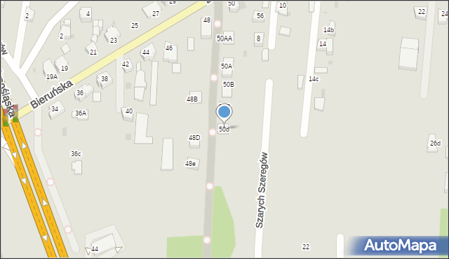Pszczyna, Bieruńska, 50d, mapa Pszczyny