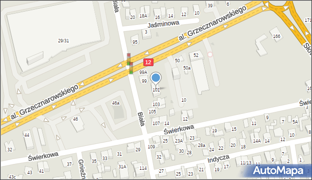 Radom, Biała, 101, mapa Radomia