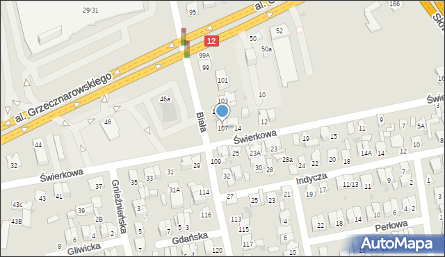 Radom, Biała, 107, mapa Radomia