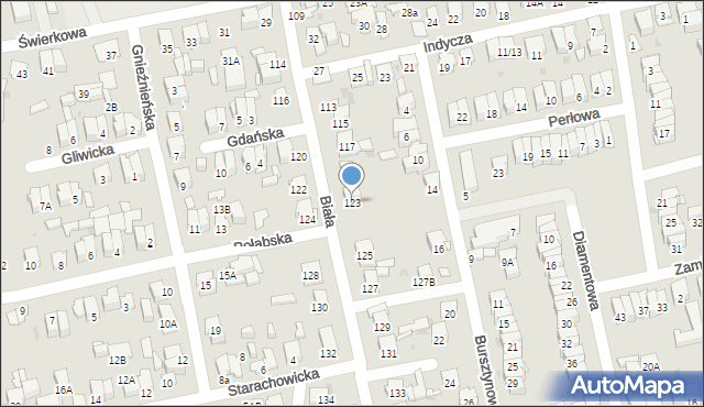 Radom, Biała, 123, mapa Radomia