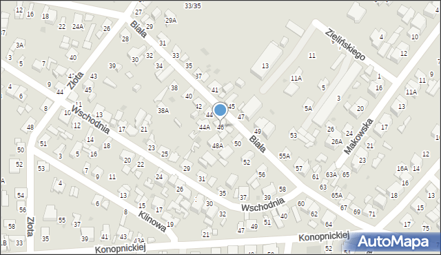 Radom, Biała, 46, mapa Radomia