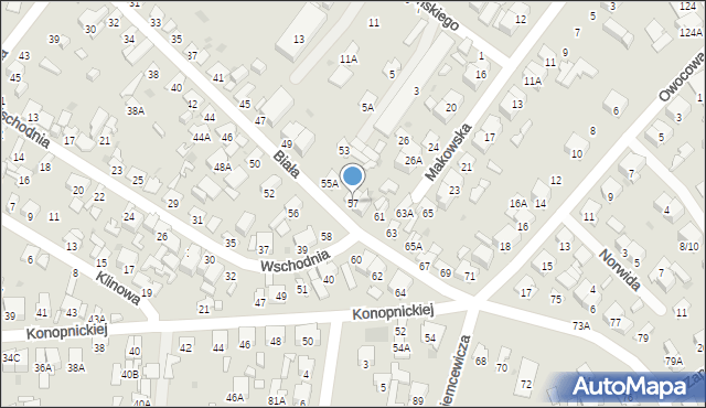 Radom, Biała, 57, mapa Radomia