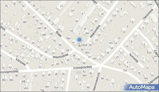 Radom, Biała, 61, mapa Radomia