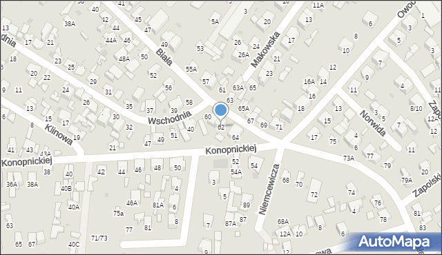 Radom, Biała, 62, mapa Radomia