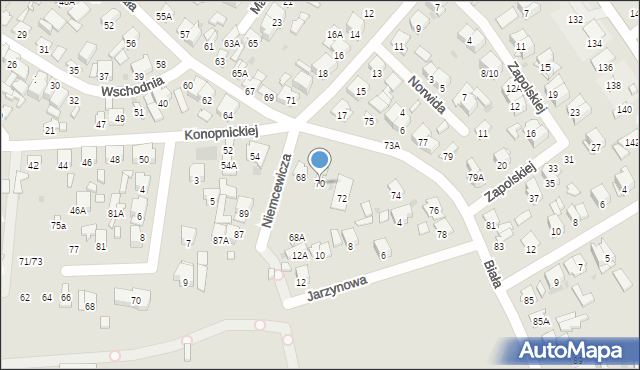 Radom, Biała, 70, mapa Radomia