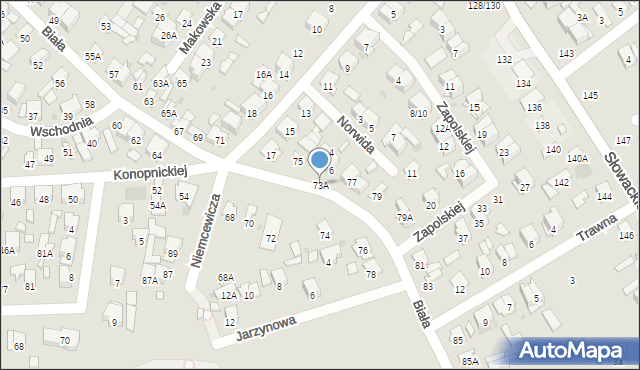 Radom, Biała, 73A, mapa Radomia