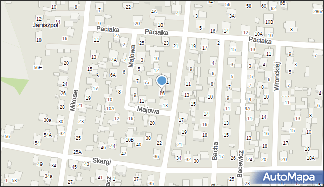 Radom, Bieszczadzka, 16, mapa Radomia