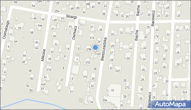 Radom, Bieszczadzka, 26A, mapa Radomia