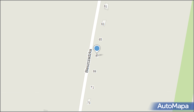 Radom, Bieszczadzka, 67, mapa Radomia